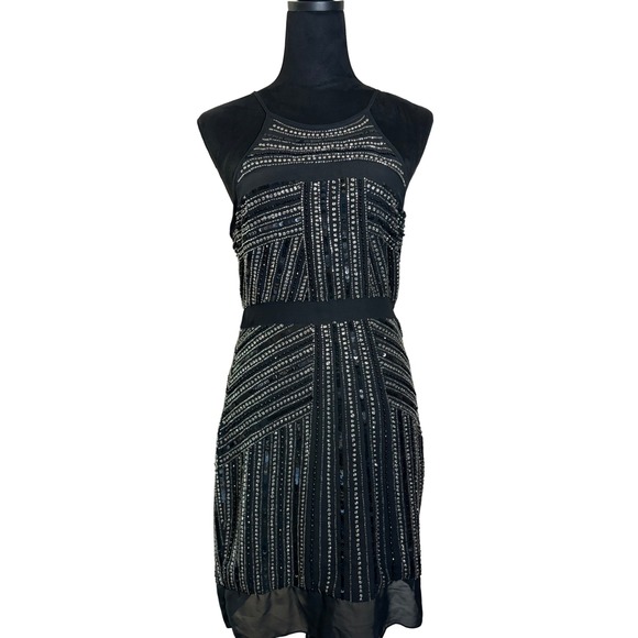 Parker Dresses & Skirts - Parker Taha Silk Sequin Dress Halter Neck Sleeveless Party Cocktail‎ Black